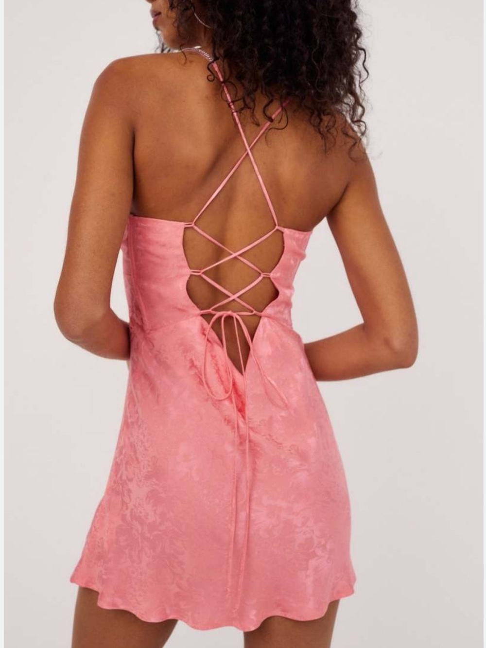 For Love And Lemons Pink Gabrielle Lace-Up Back Mini